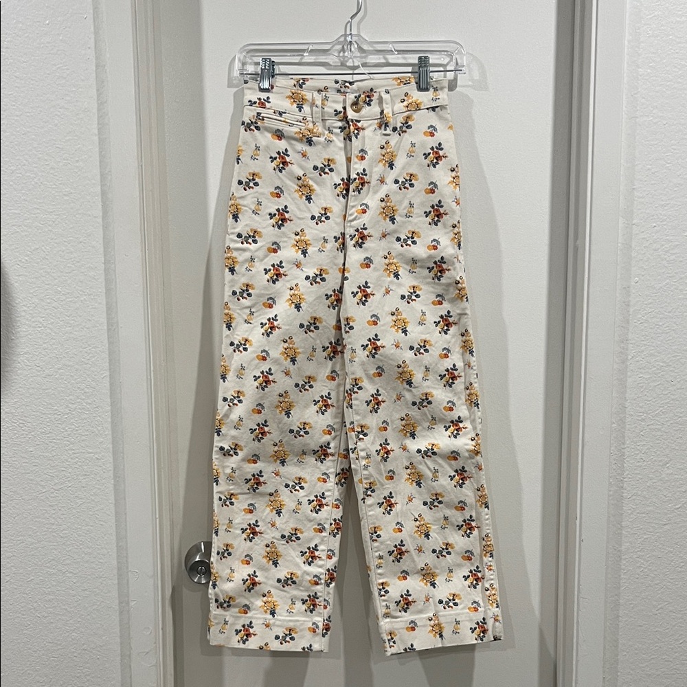 Madewell slim Emmett wide leg crop in countryside bloom size 23